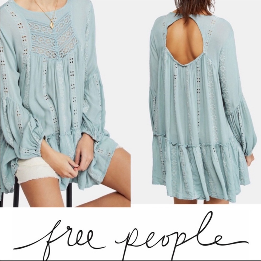 Free People Kiss Kiss lace tunic in mint green